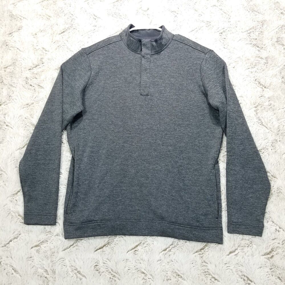 Bcg Golf Sweater Men M 4 Button Henley Fleece Pullover Gray Long sleeve